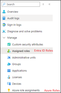 Image showing Entra and Azure roles in the portal
