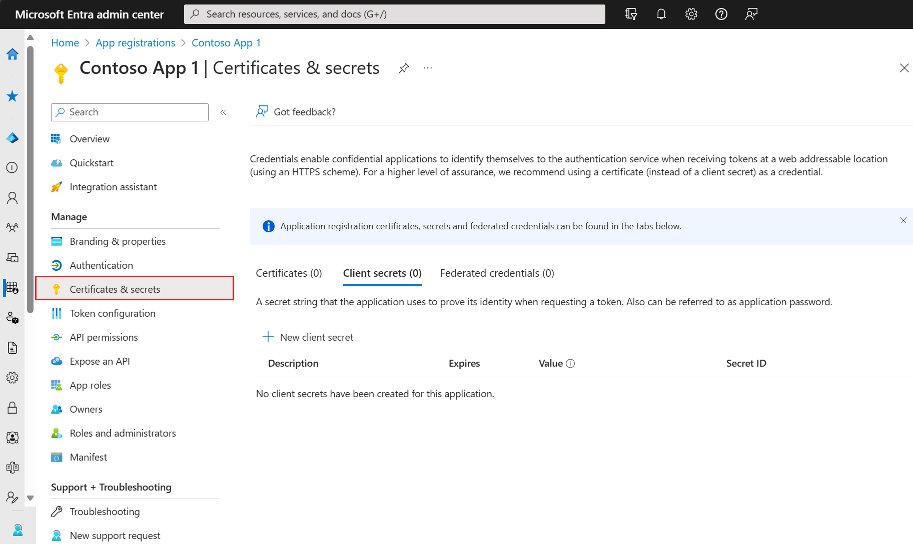 Adding Credentials via the Azure Portal