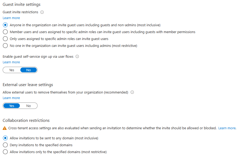 Image of Entra ID external collaboration settings
