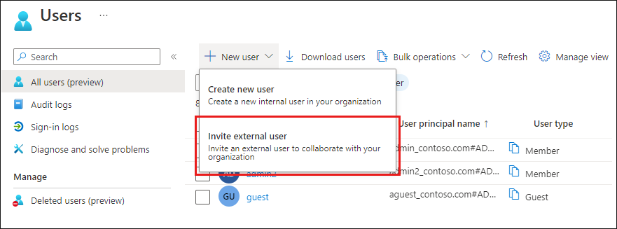 Guest user invitation in Azure portal
