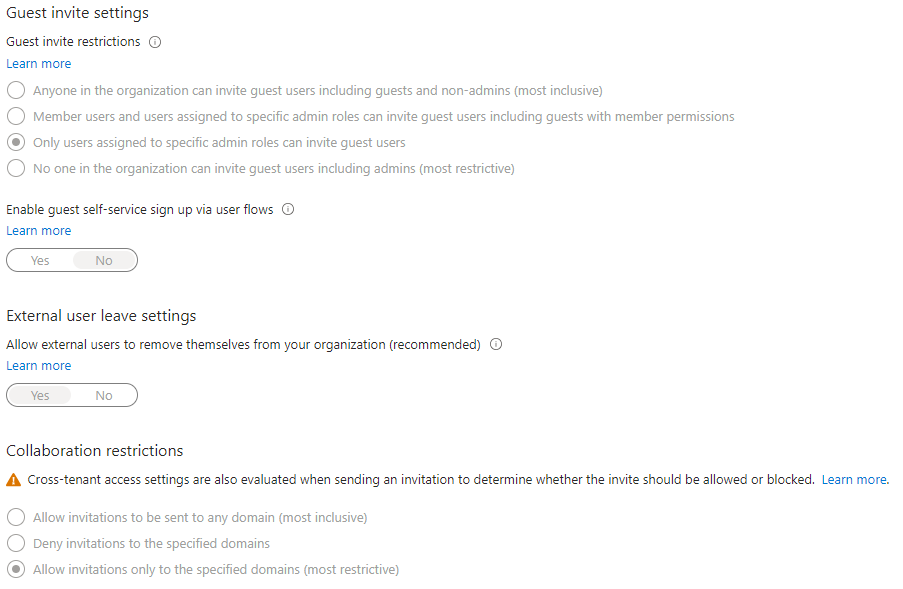 Image of Entra ID external collaboration settings
